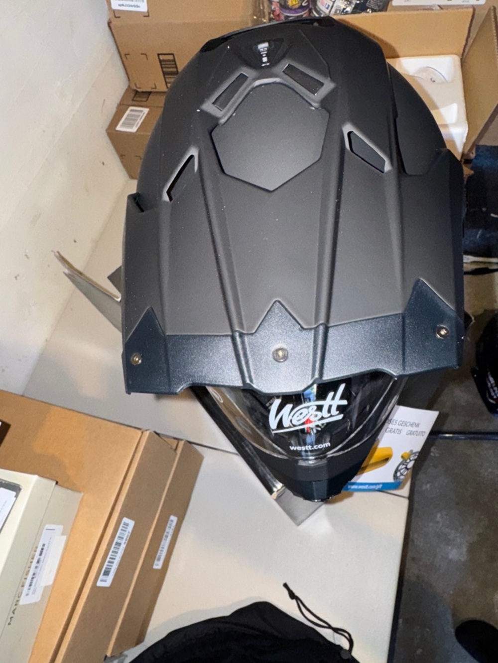 Westt Matte Black Adventure Motorcycle Helmet - Picture 2 of 11